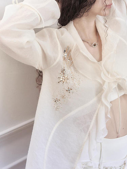 AnnoMundi Stellar Embroidered Sheer Sunshield Blouse