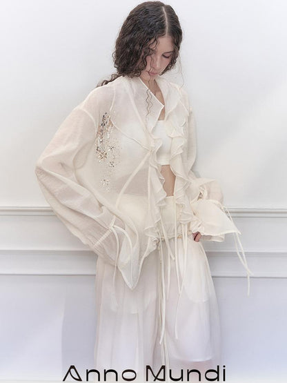 AnnoMundi Stellar Embroidered Sheer Sunshield Blouse