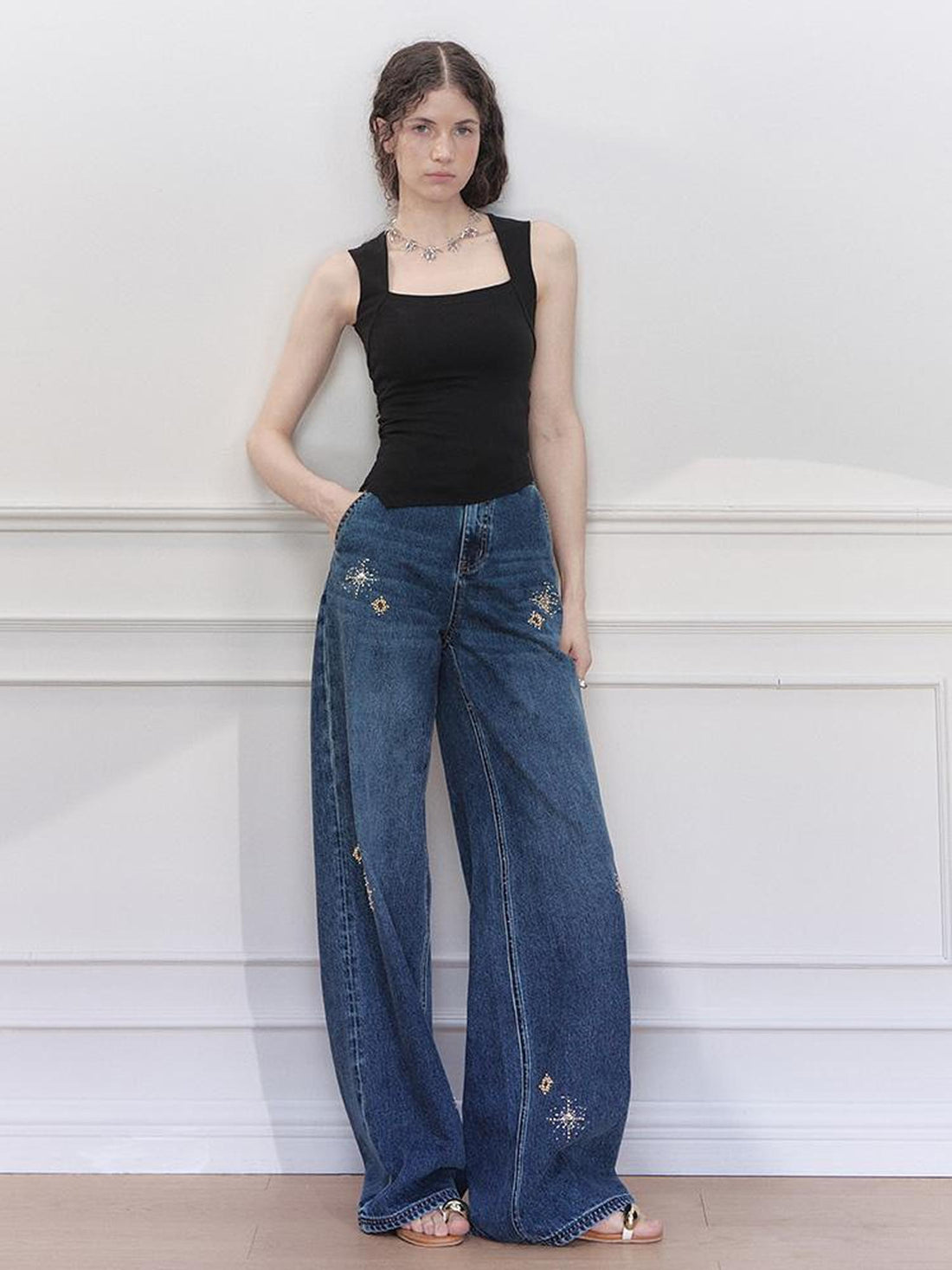 AnnoMundi Stellar Wash Embroidered Denim Trousers