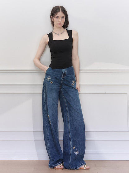 AnnoMundi Stellar Wash Embroidered Denim Trousers