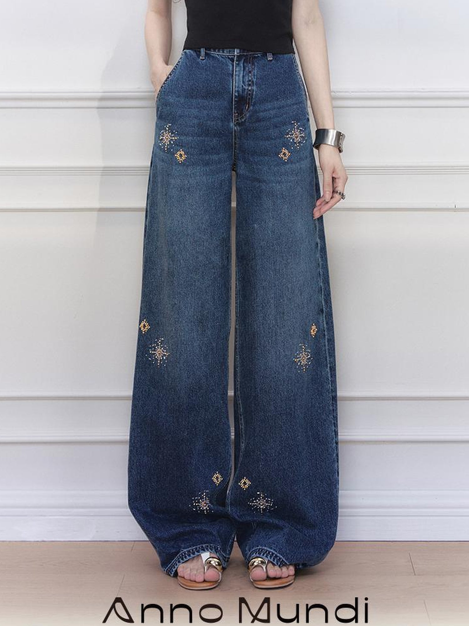 AnnoMundi Stellar Wash Embroidered Denim Trousers