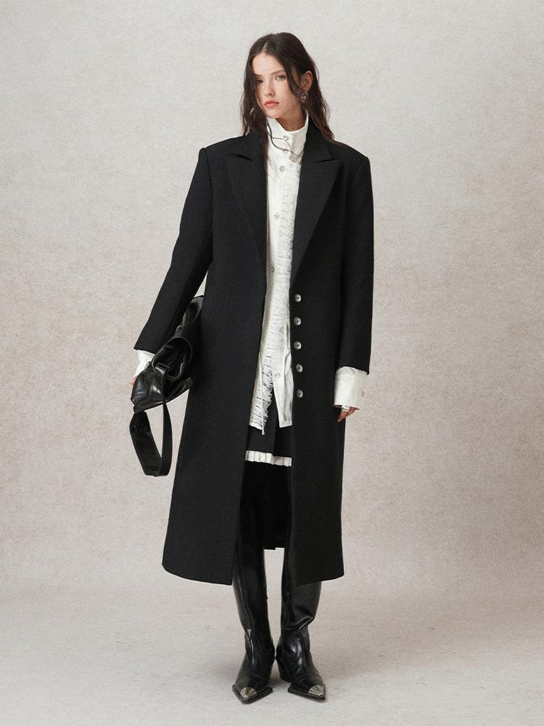 AnnoMundi Straight Cut Longline Blazer With Fringe Brooch