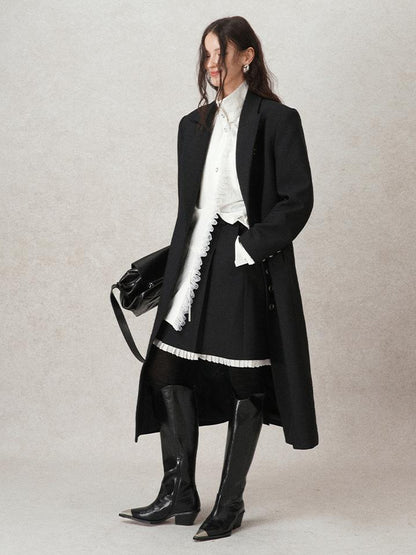 AnnoMundi Straight Cut Longline Blazer With Fringe Brooch
