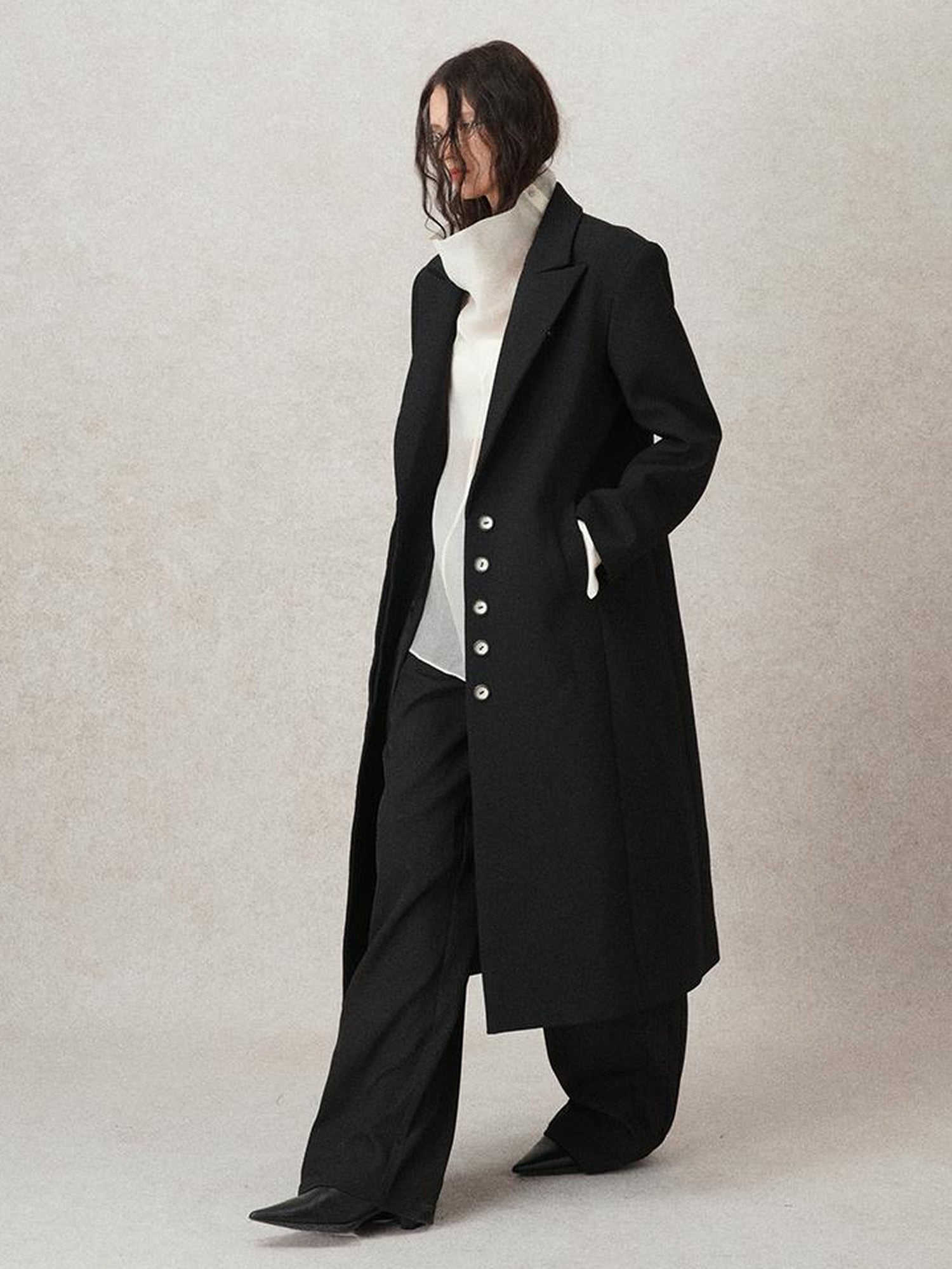 AnnoMundi Straight Cut Longline Blazer With Fringe Brooch