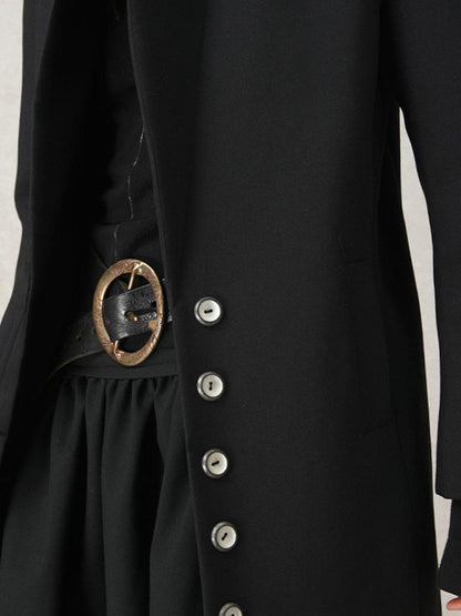 AnnoMundi Straight Cut Longline Blazer With Fringe Brooch