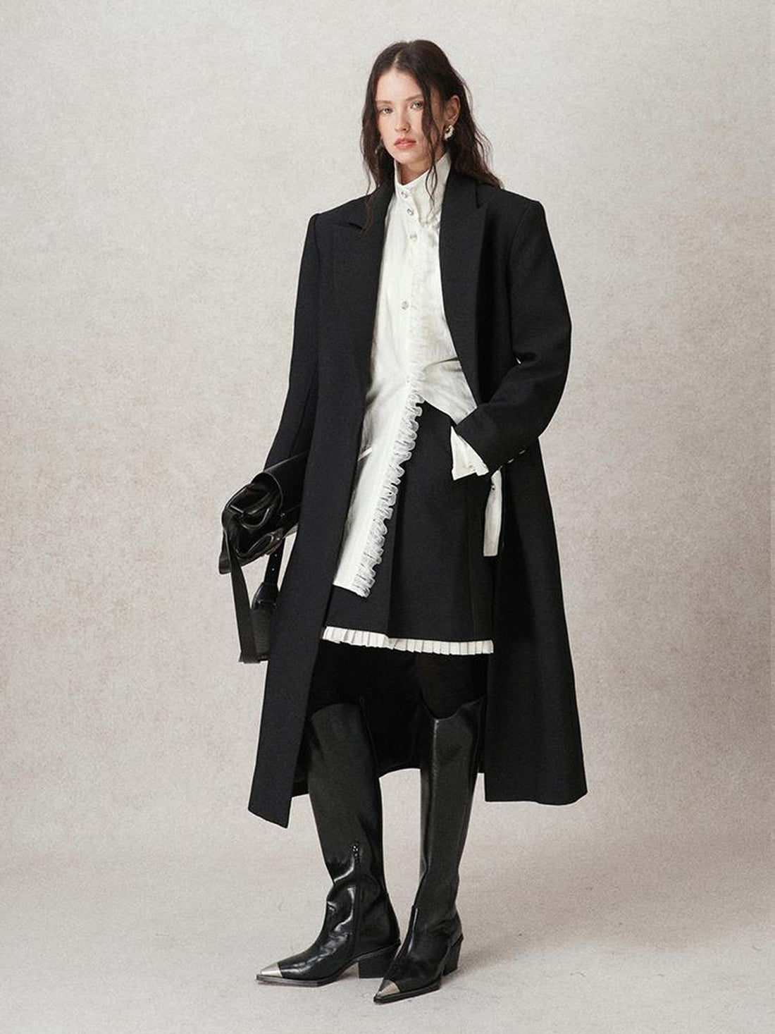 AnnoMundi Straight Cut Longline Blazer With Fringe Brooch