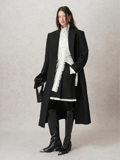 AnnoMundi Straight Cut Longline Blazer With Fringe Brooch