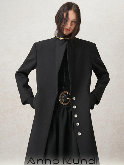 AnnoMundi Straight Cut Longline Blazer With Fringe Brooch