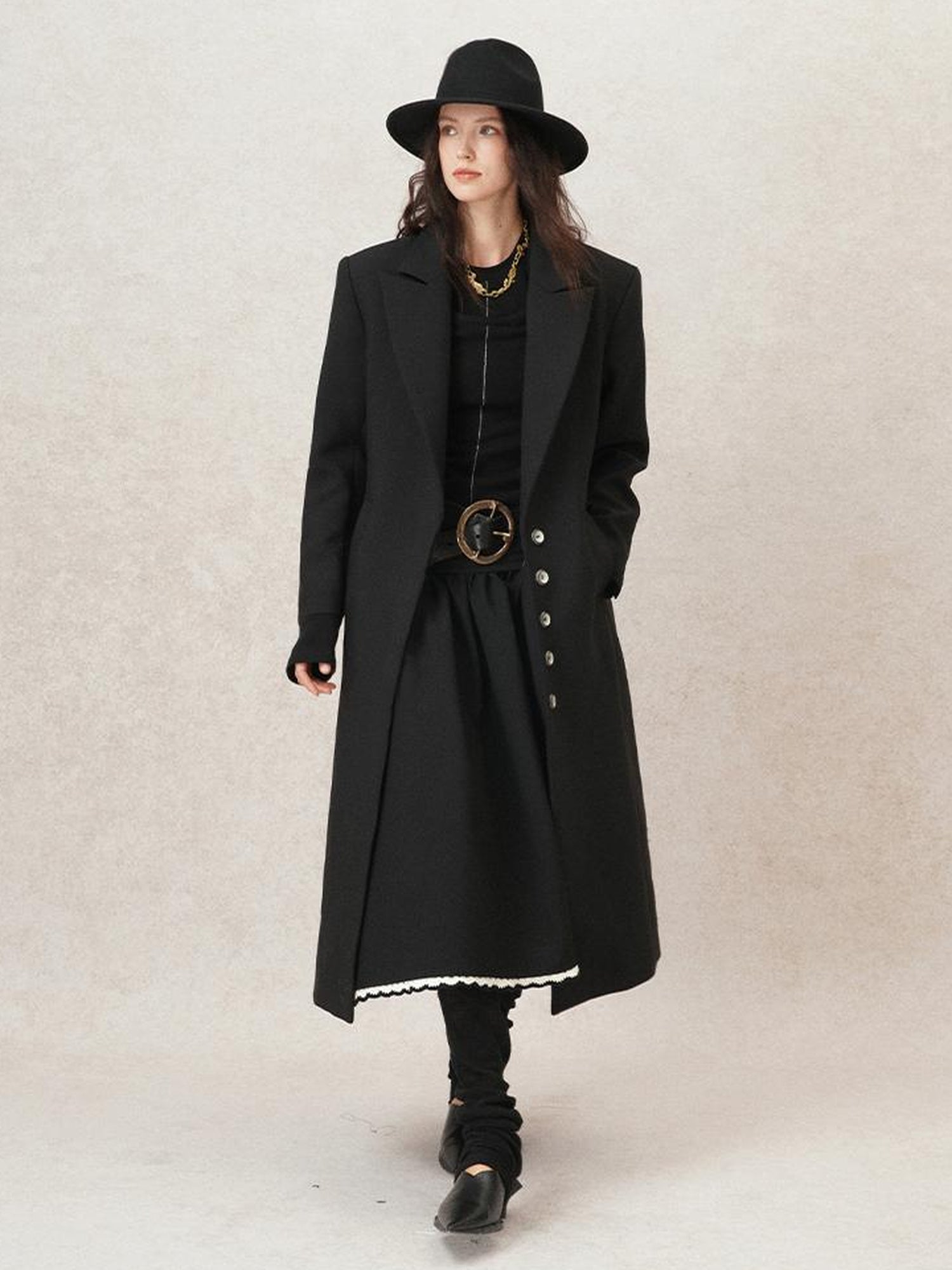 AnnoMundi Straight Cut Longline Blazer With Fringe Brooch