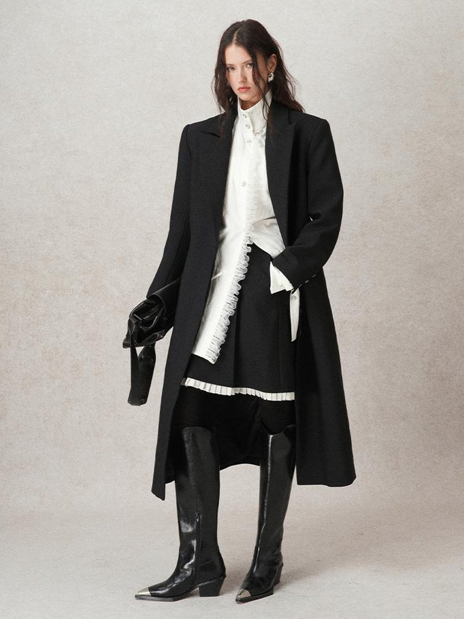 AnnoMundi Straight Cut Longline Blazer With Fringe Brooch