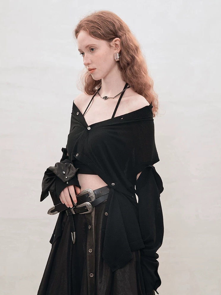 AnnoMundi Strappy Cropped Halter Neck Regular Fit Women Solid Black White Tank Tops