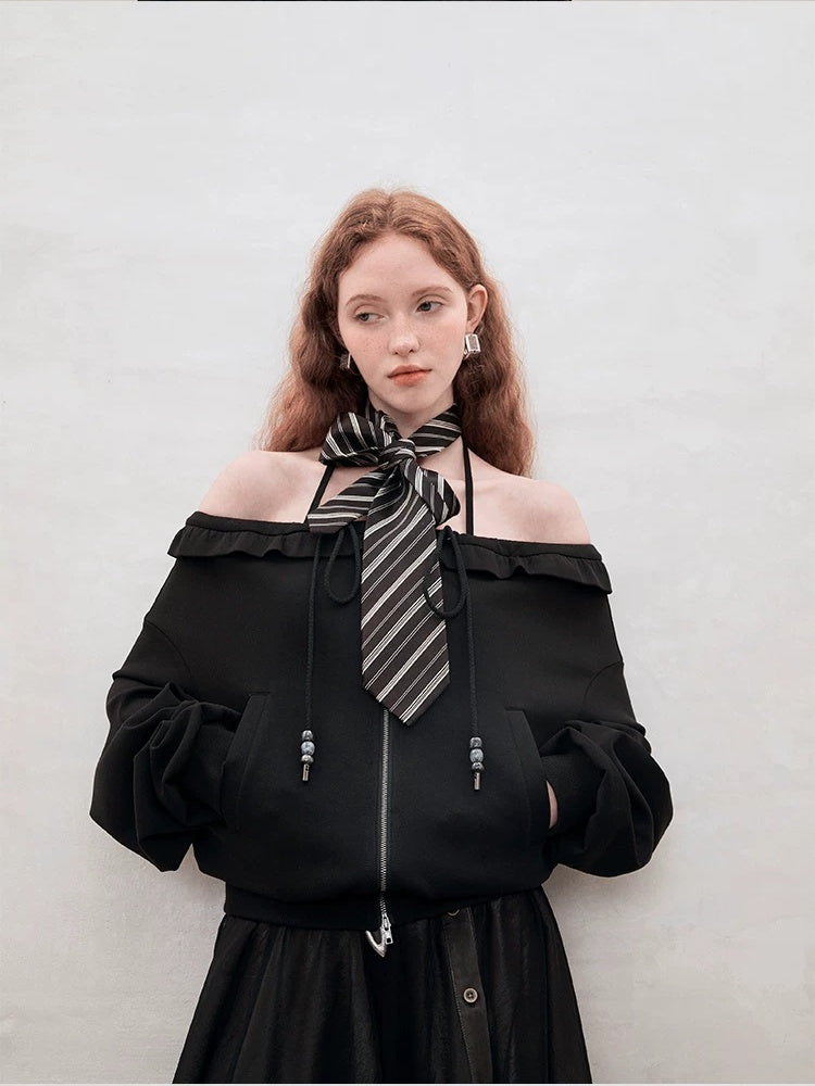 AnnoMundi Strappy Cropped Halter Neck Regular Fit Women Solid Black White Tank Tops