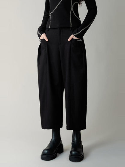 AnnoMundi Streamlined Metallic Rose Pleated Culottes