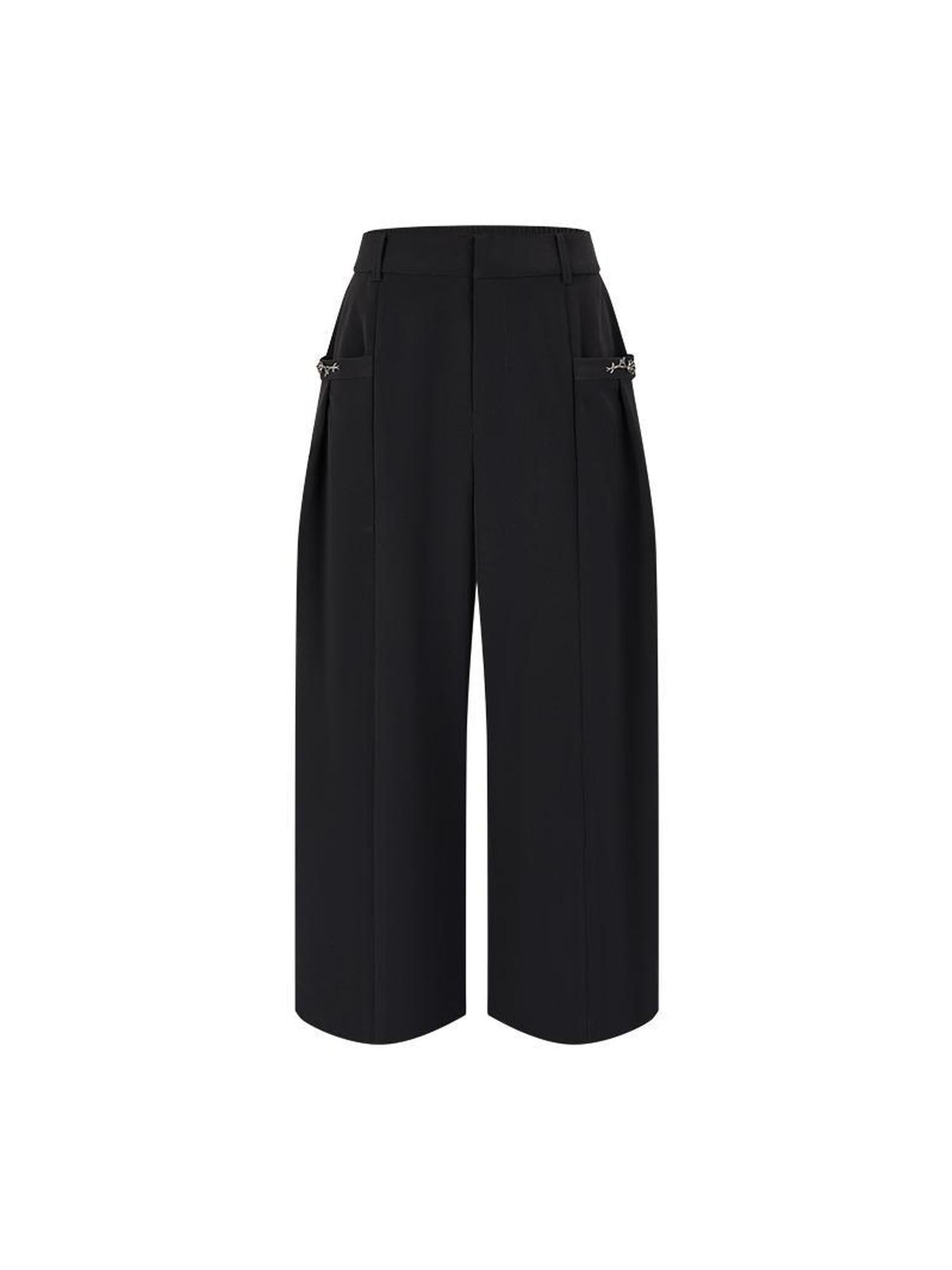 AnnoMundi Streamlined Metallic Rose Pleated Culottes