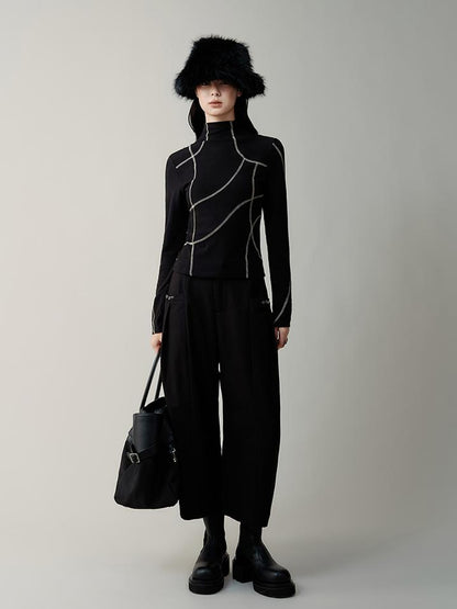 AnnoMundi Streamlined Metallic Rose Pleated Culottes
