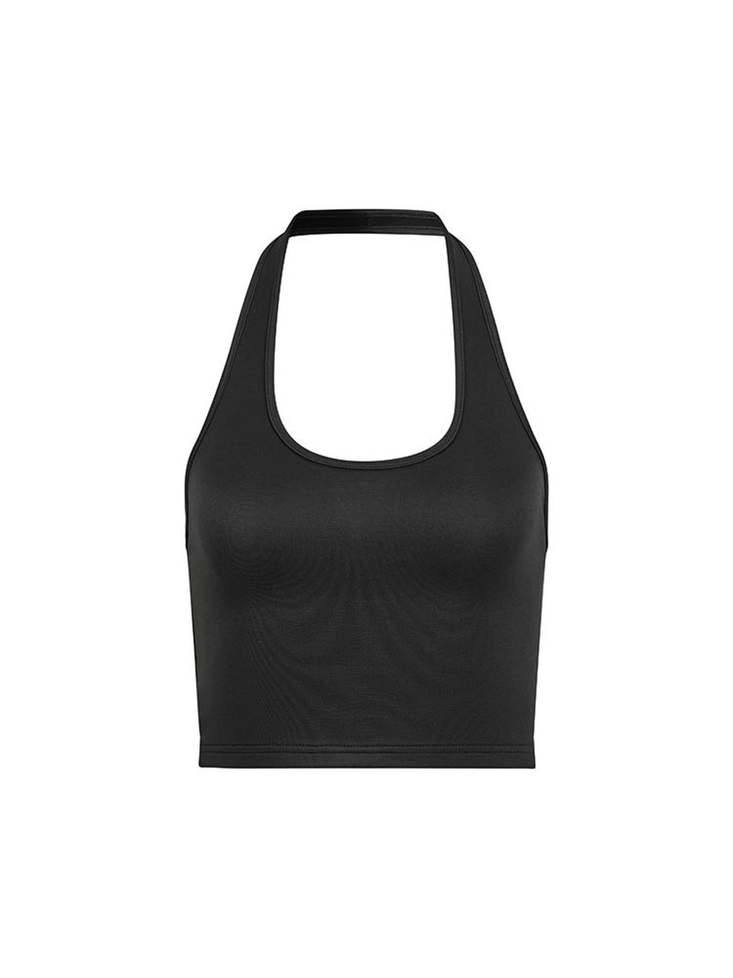 AnnoMundi Stretchy Halter Knit Top V Neck T Shirt Long Sleeve