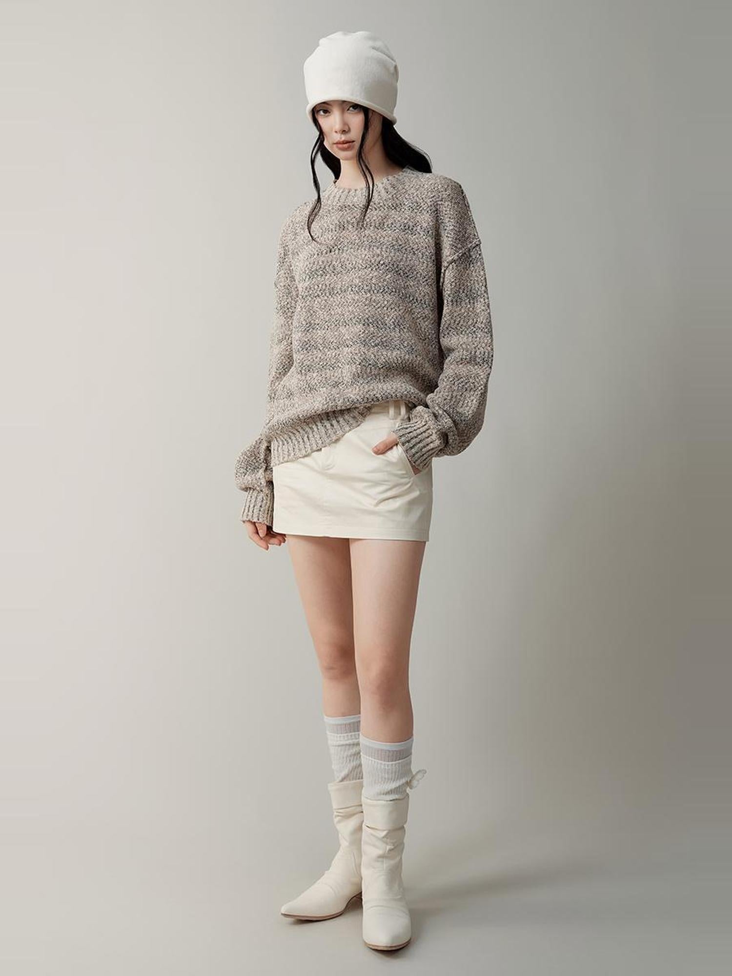 AnnoMundi Striped Relaxed Fit Round Neck Sweater