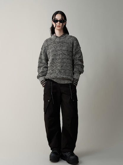 AnnoMundi Striped Relaxed Fit Round Neck Sweater