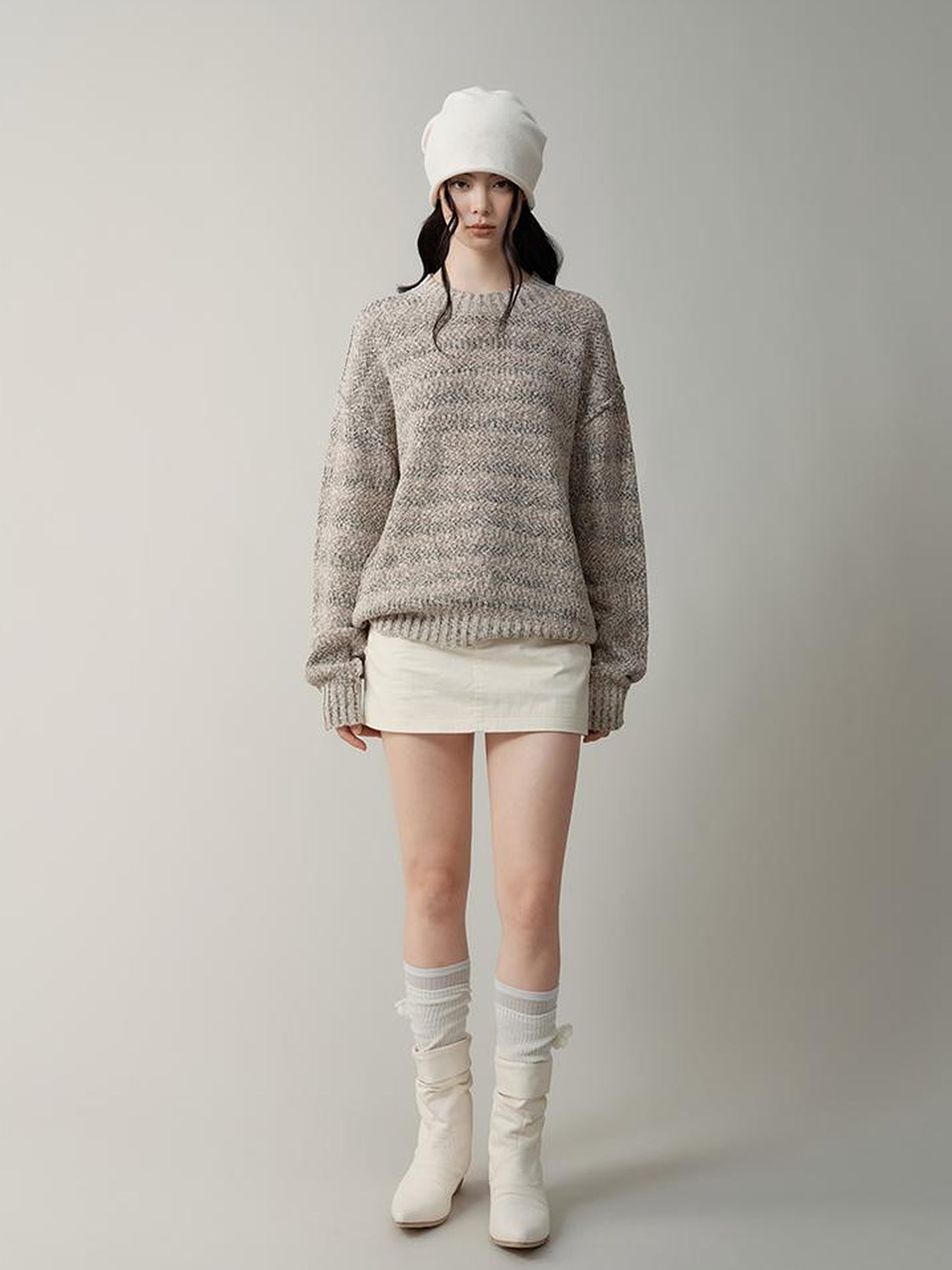 AnnoMundi Striped Relaxed Fit Round Neck Sweater