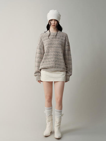 AnnoMundi Striped Relaxed Fit Round Neck Sweater