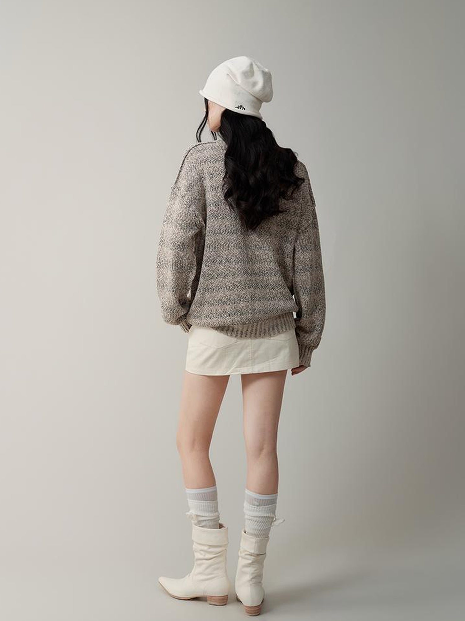 AnnoMundi Striped Relaxed Fit Round Neck Sweater