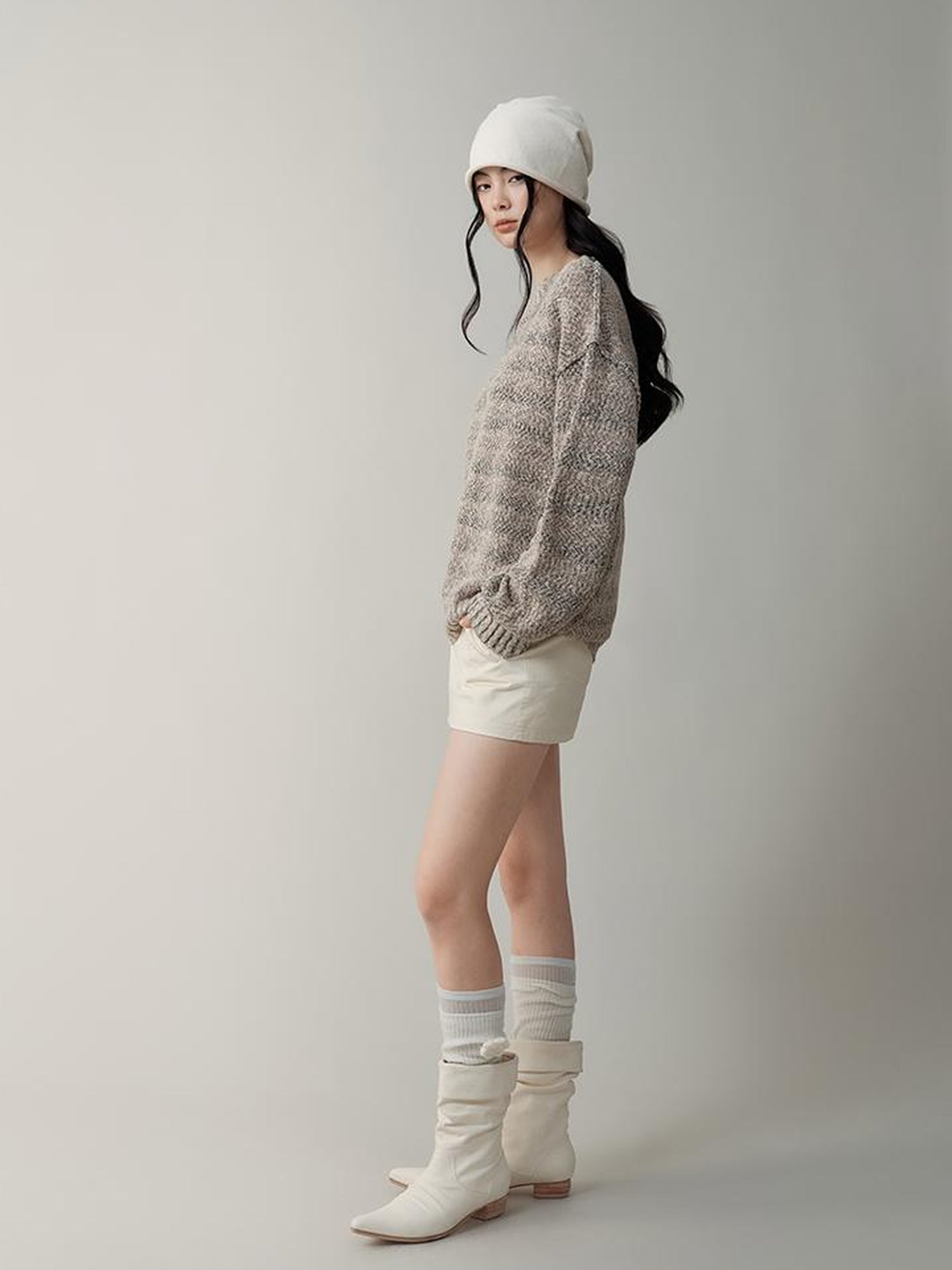 AnnoMundi Striped Relaxed Fit Round Neck Sweater