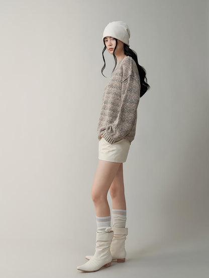AnnoMundi Striped Relaxed Fit Round Neck Sweater