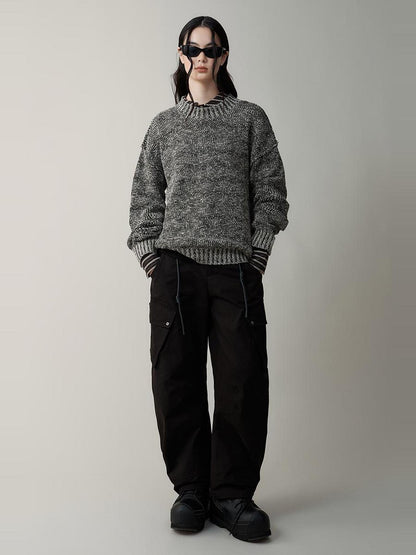 AnnoMundi Striped Relaxed Fit Round Neck Sweater
