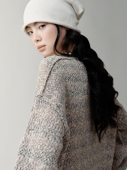 AnnoMundi Striped Relaxed Fit Round Neck Sweater
