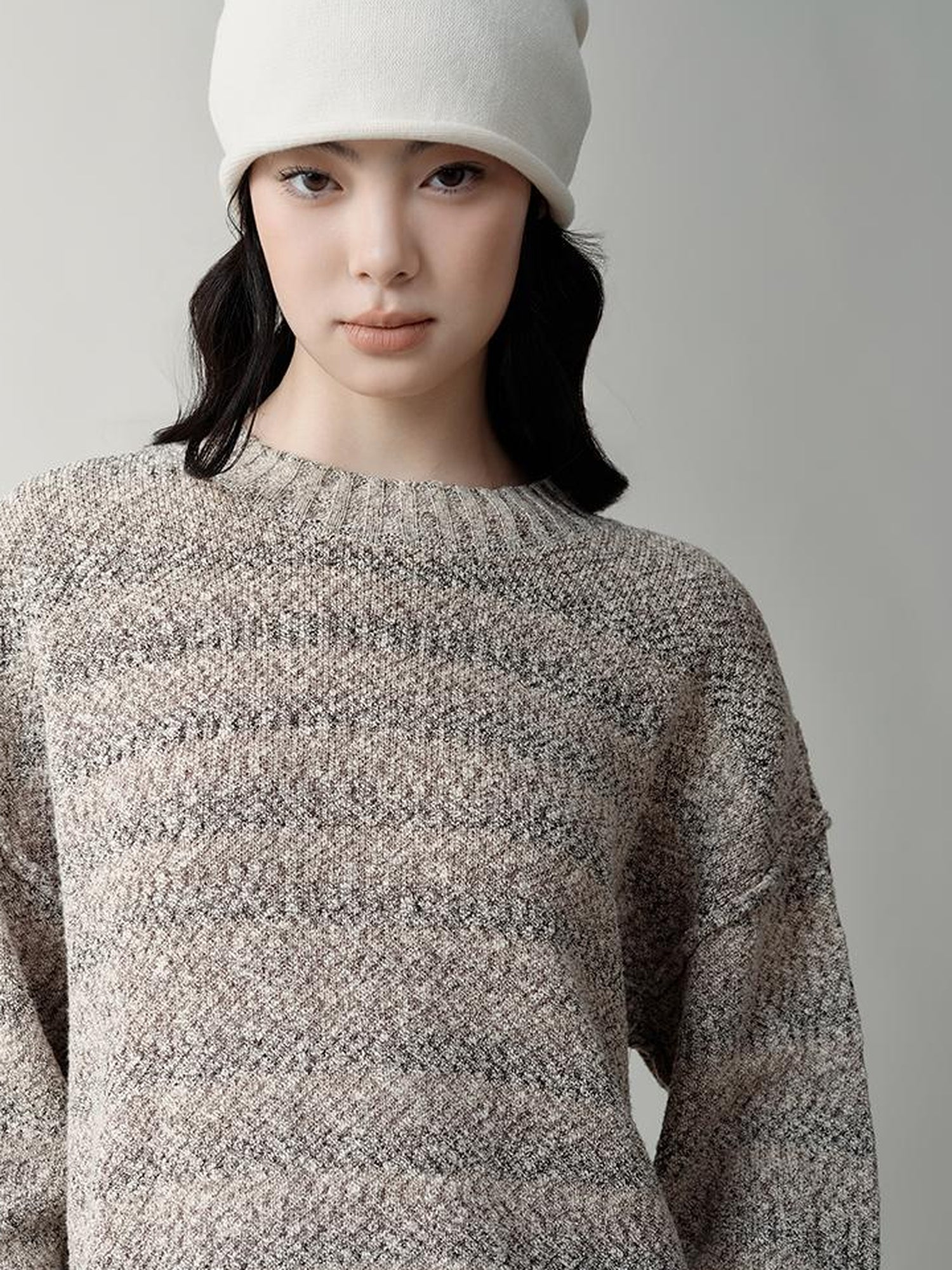 AnnoMundi Striped Relaxed Fit Round Neck Sweater