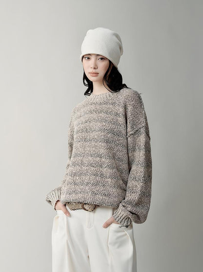 AnnoMundi Striped Relaxed Fit Round Neck Sweater