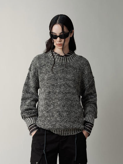 AnnoMundi Striped Relaxed Fit Round Neck Sweater
