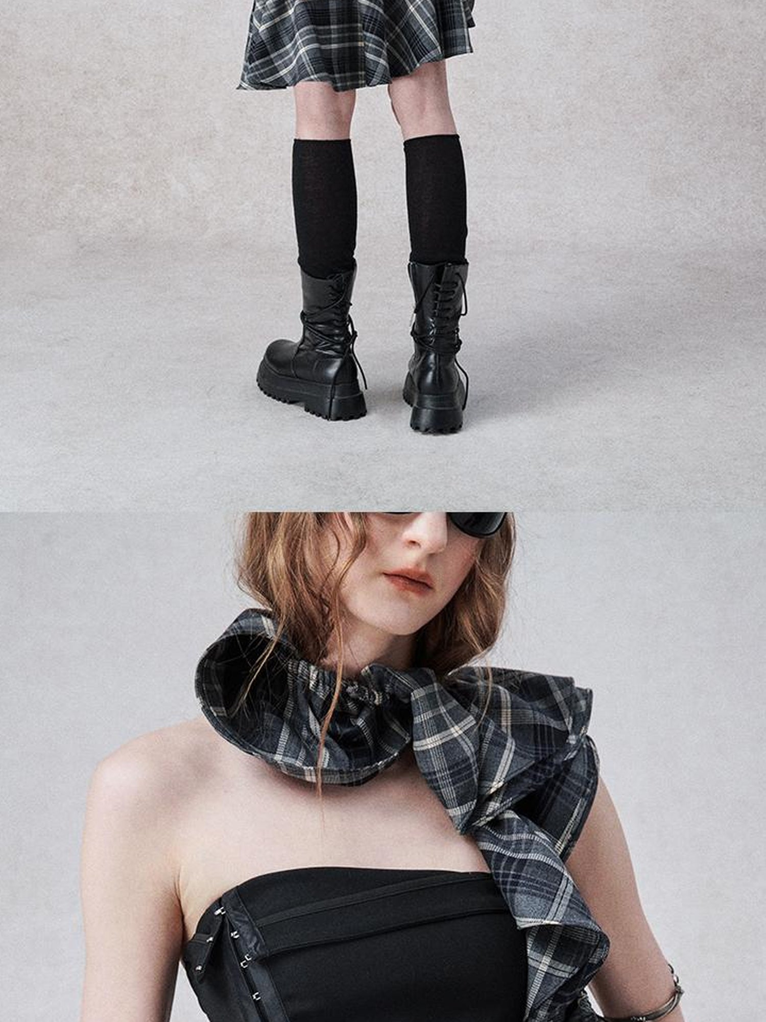 AnnoMundi Tartan A Line Mini Dress With Adjustable Straps