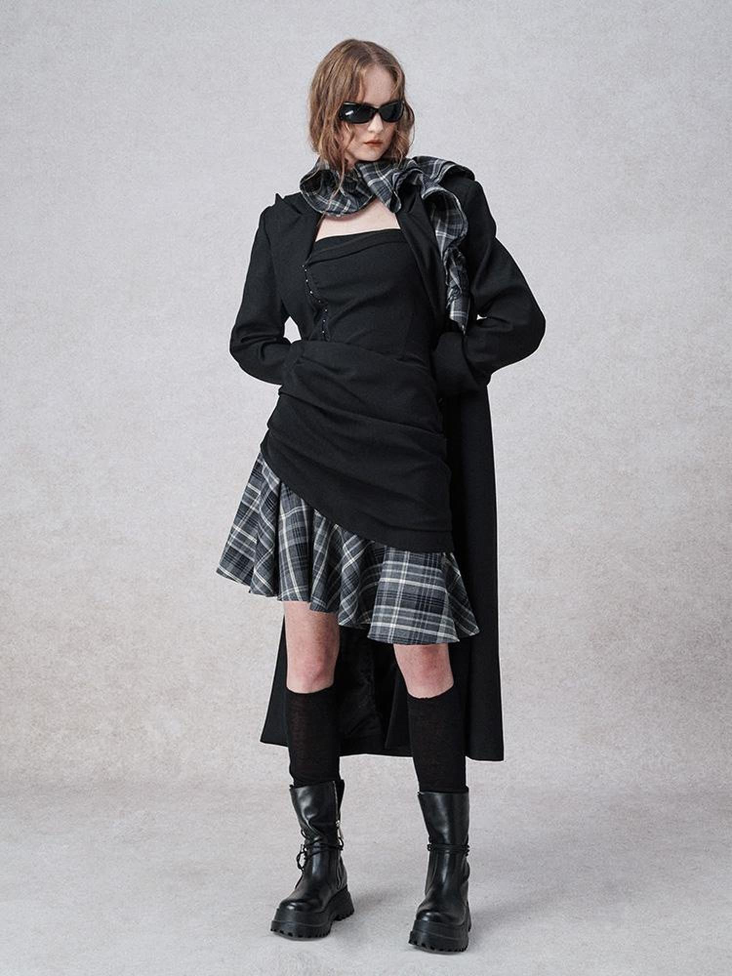 AnnoMundi Tartan A Line Mini Dress With Adjustable Straps
