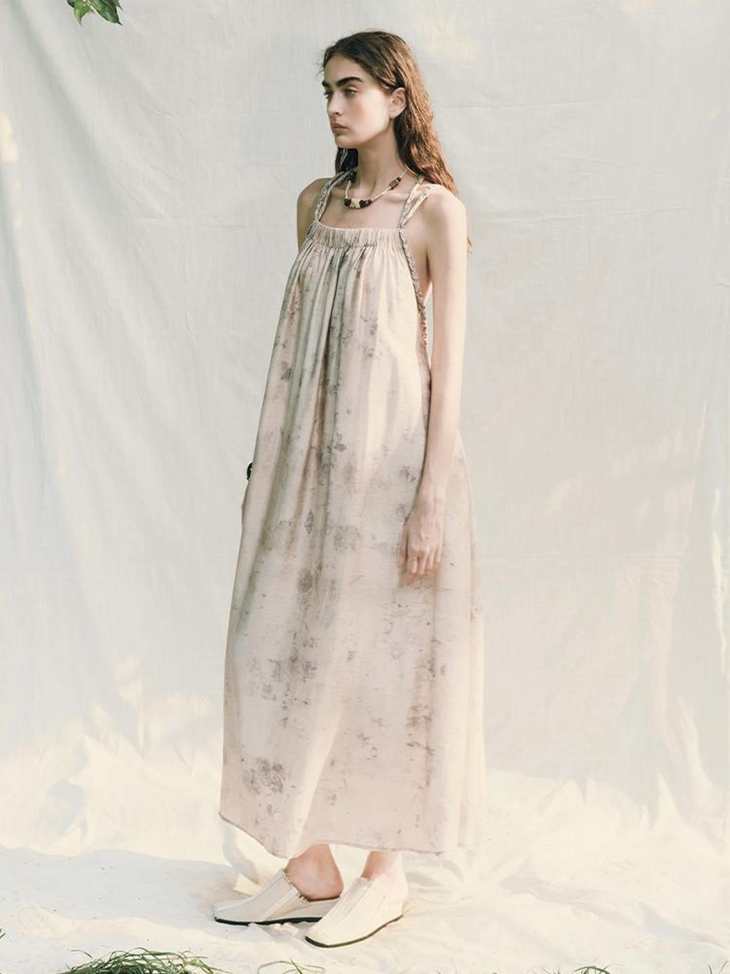 AnnoMundi Tea Stained Lyocell Vacation Slip Dress
