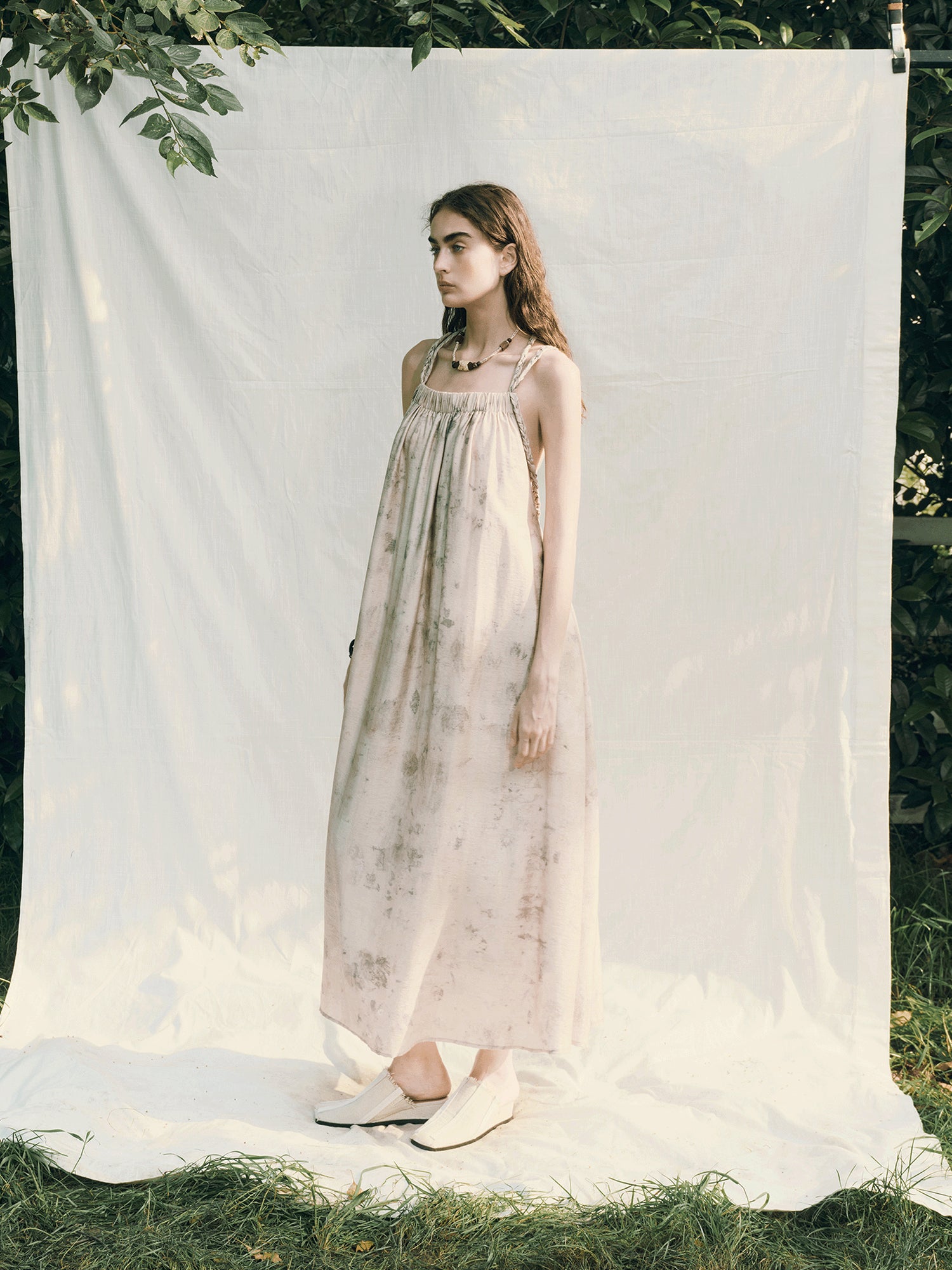 AnnoMundi Tea Stained Lyocell Vacation Slip Dress