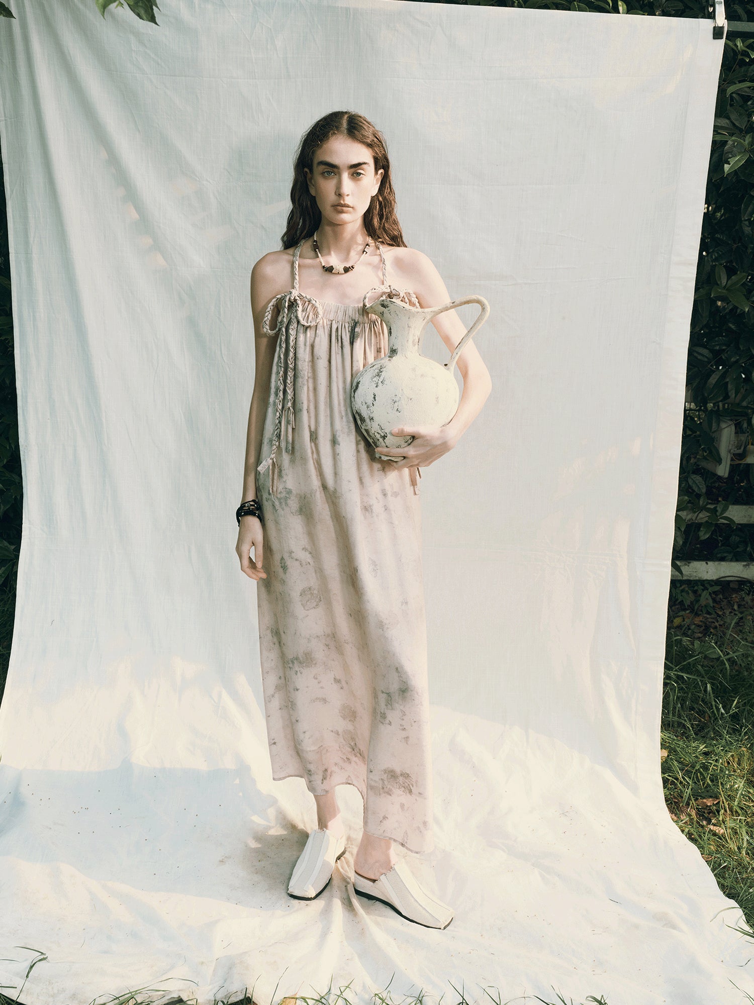AnnoMundi Tea Stained Lyocell Vacation Slip Dress