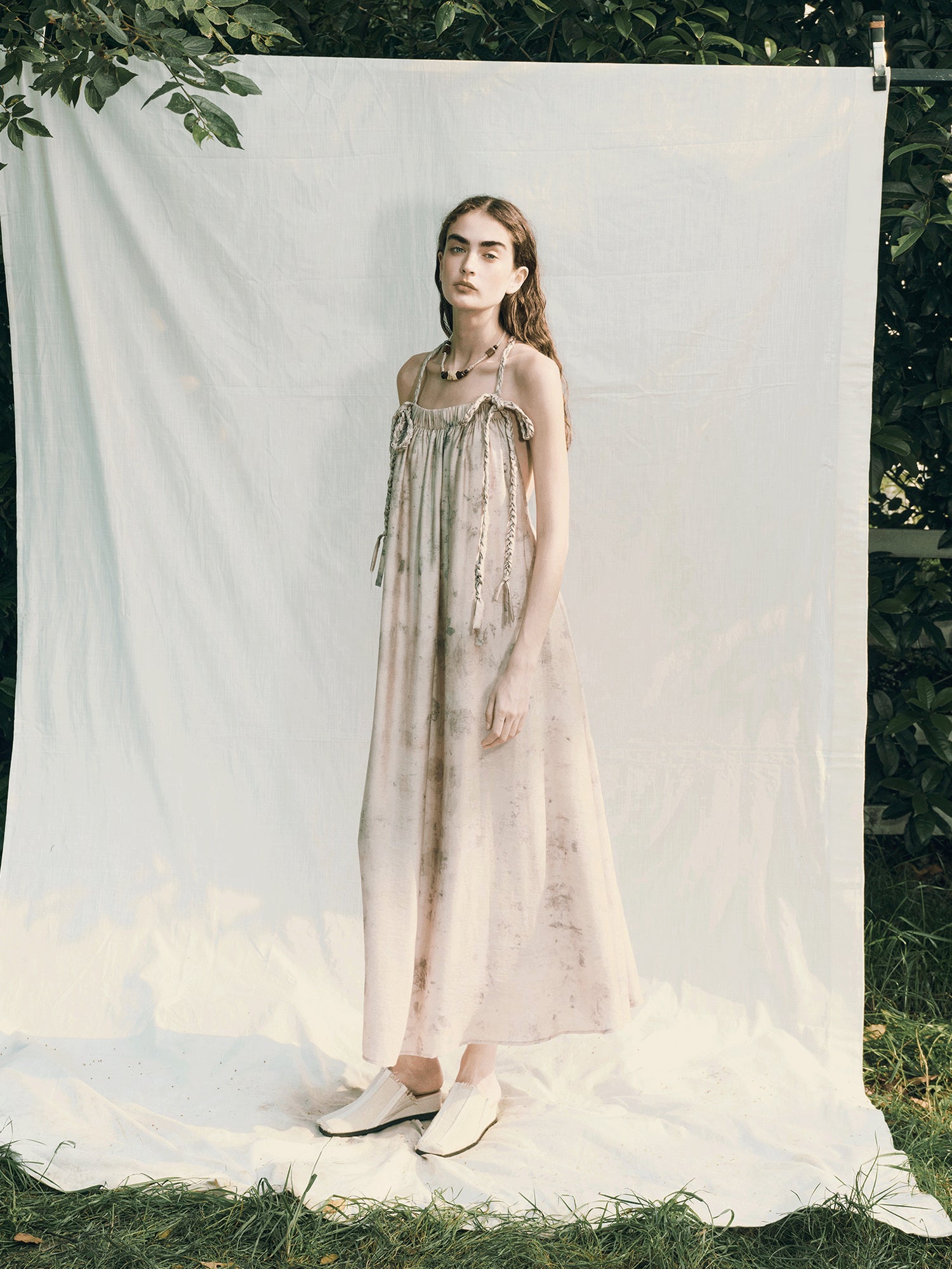 AnnoMundi Tea Stained Lyocell Vacation Slip Dress