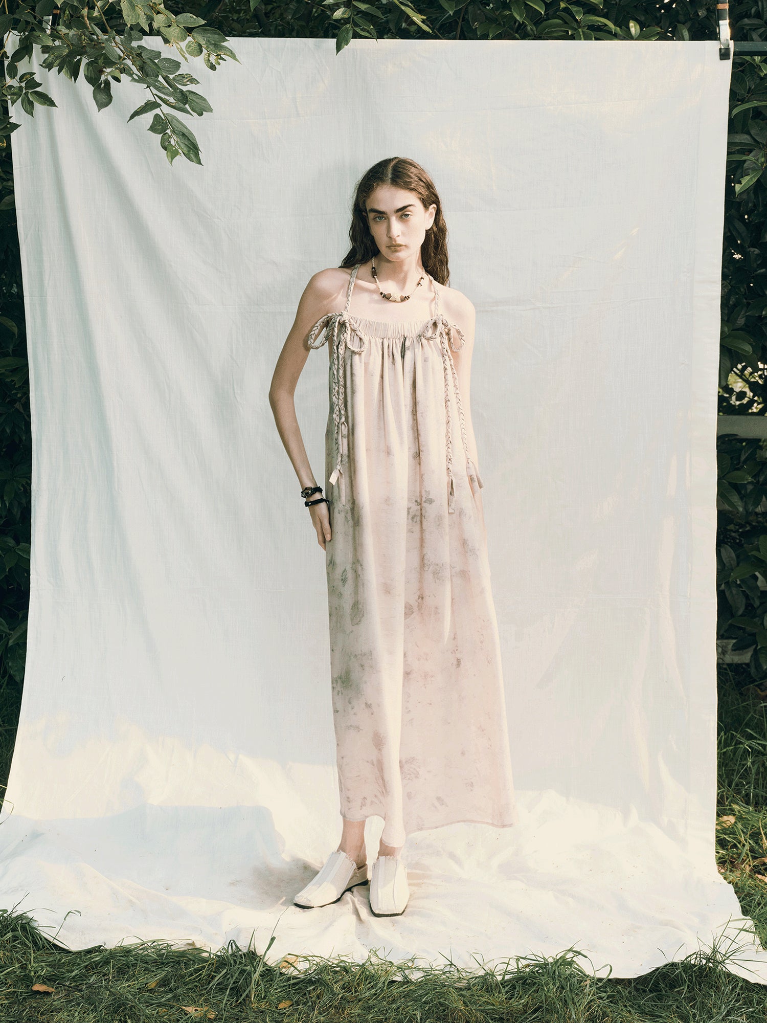 AnnoMundi Tea Stained Lyocell Vacation Slip Dress