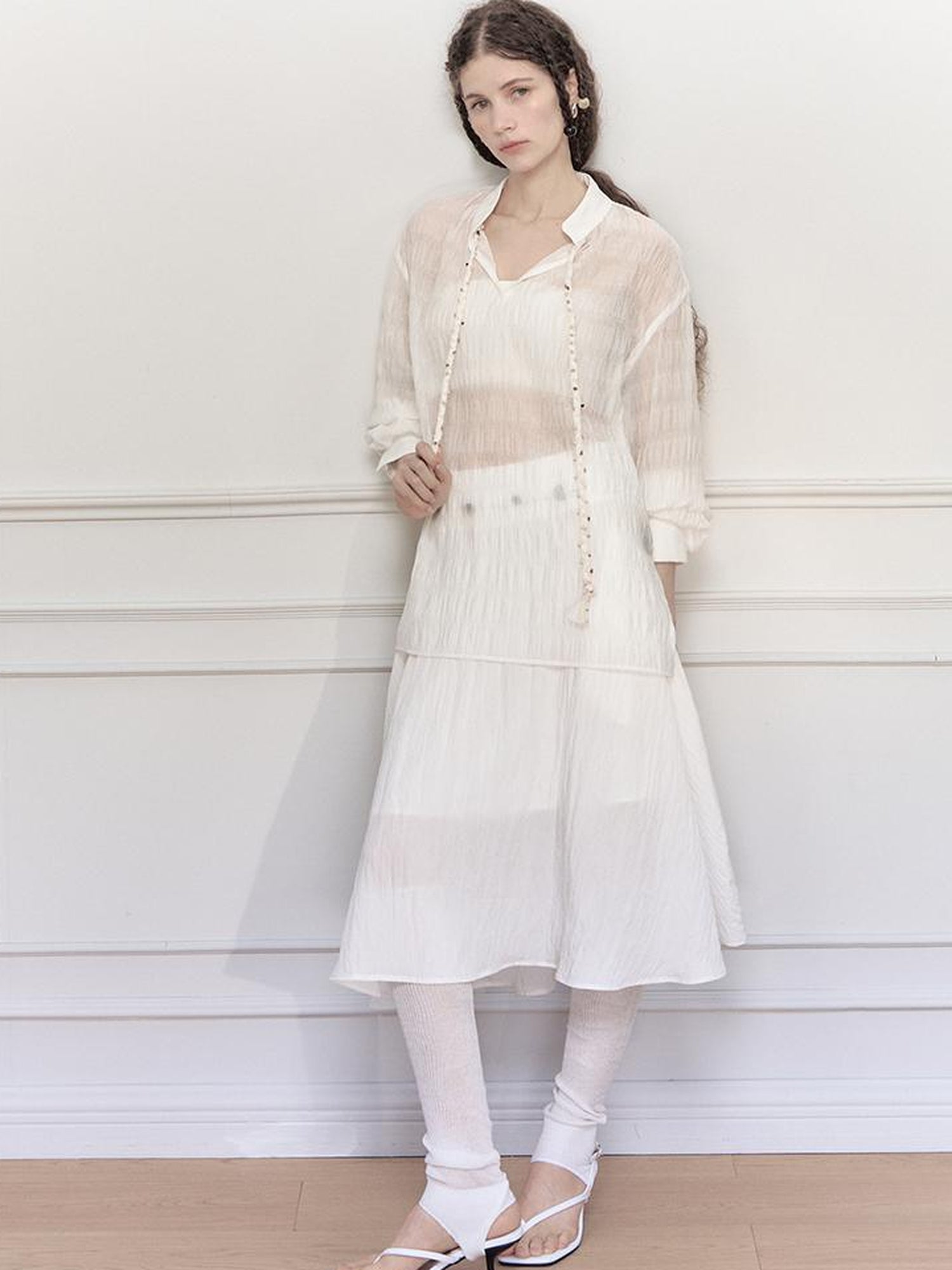 AnnoMundi Tencel Woven Trim Sheer Shirt