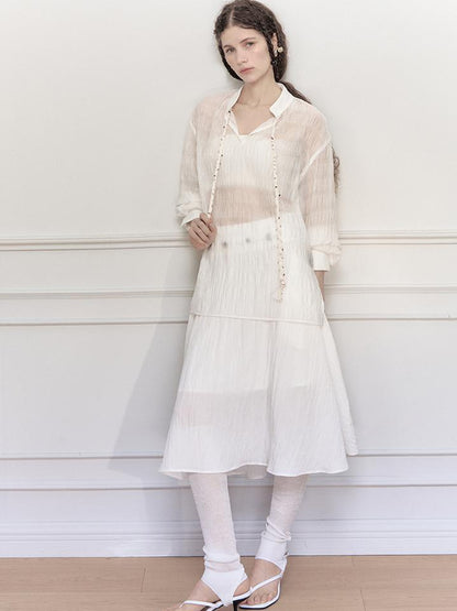 AnnoMundi Tencel Woven Trim Sheer Shirt