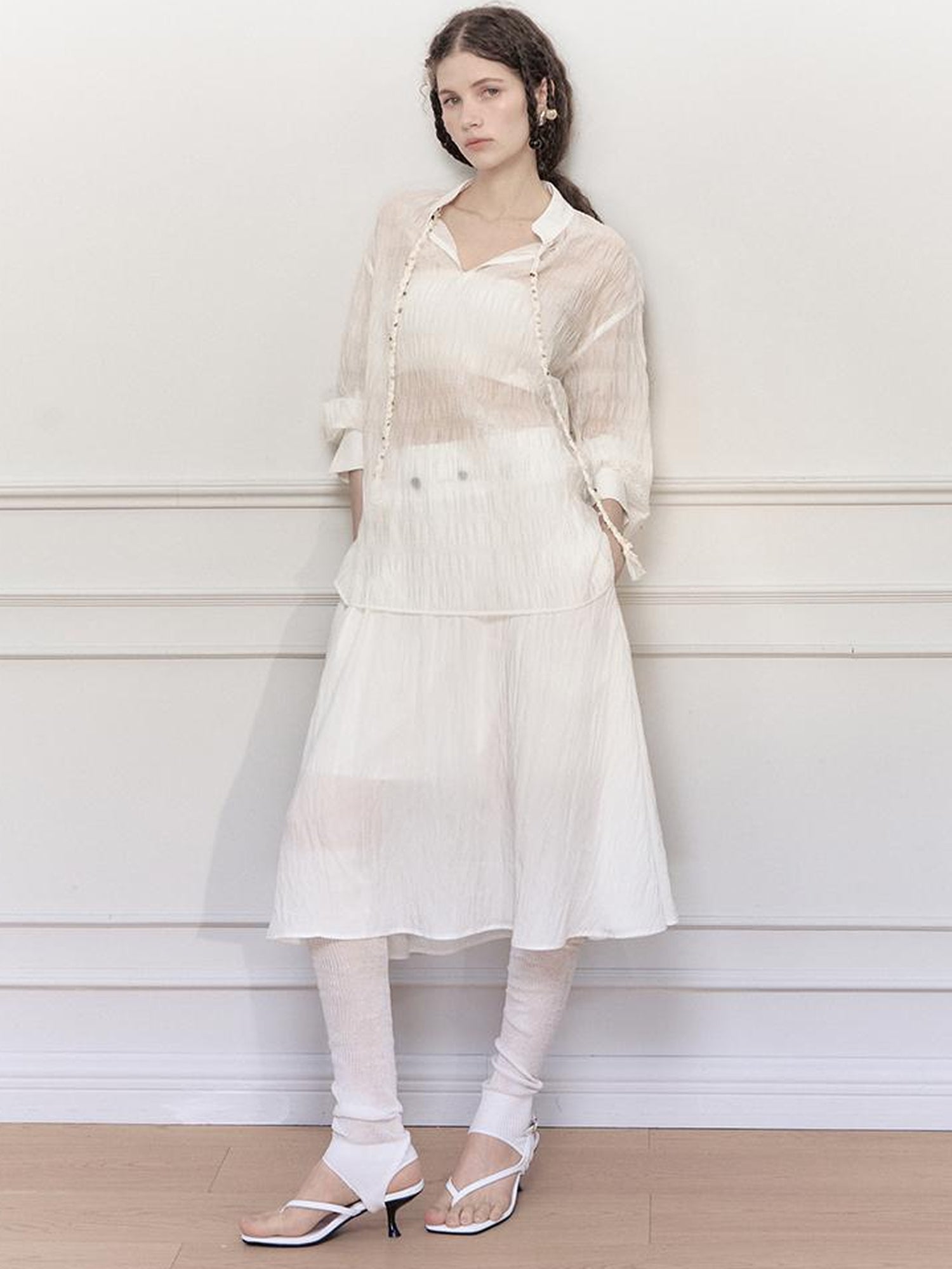 AnnoMundi Tencel Woven Trim Sheer Shirt