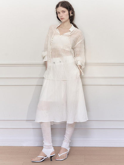 AnnoMundi Tencel Woven Trim Sheer Shirt
