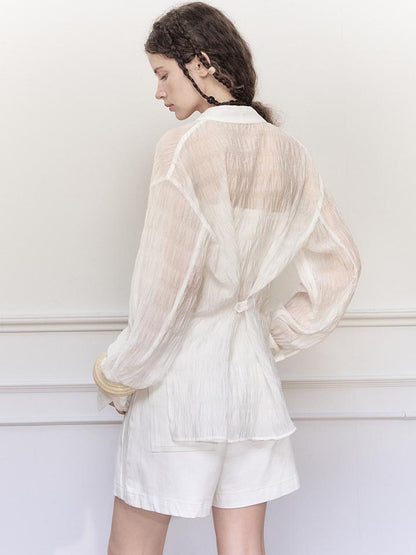 AnnoMundi Tencel Woven Trim Sheer Shirt
