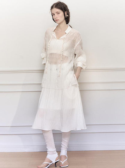 AnnoMundi Tencel Woven Trim Sheer Shirt