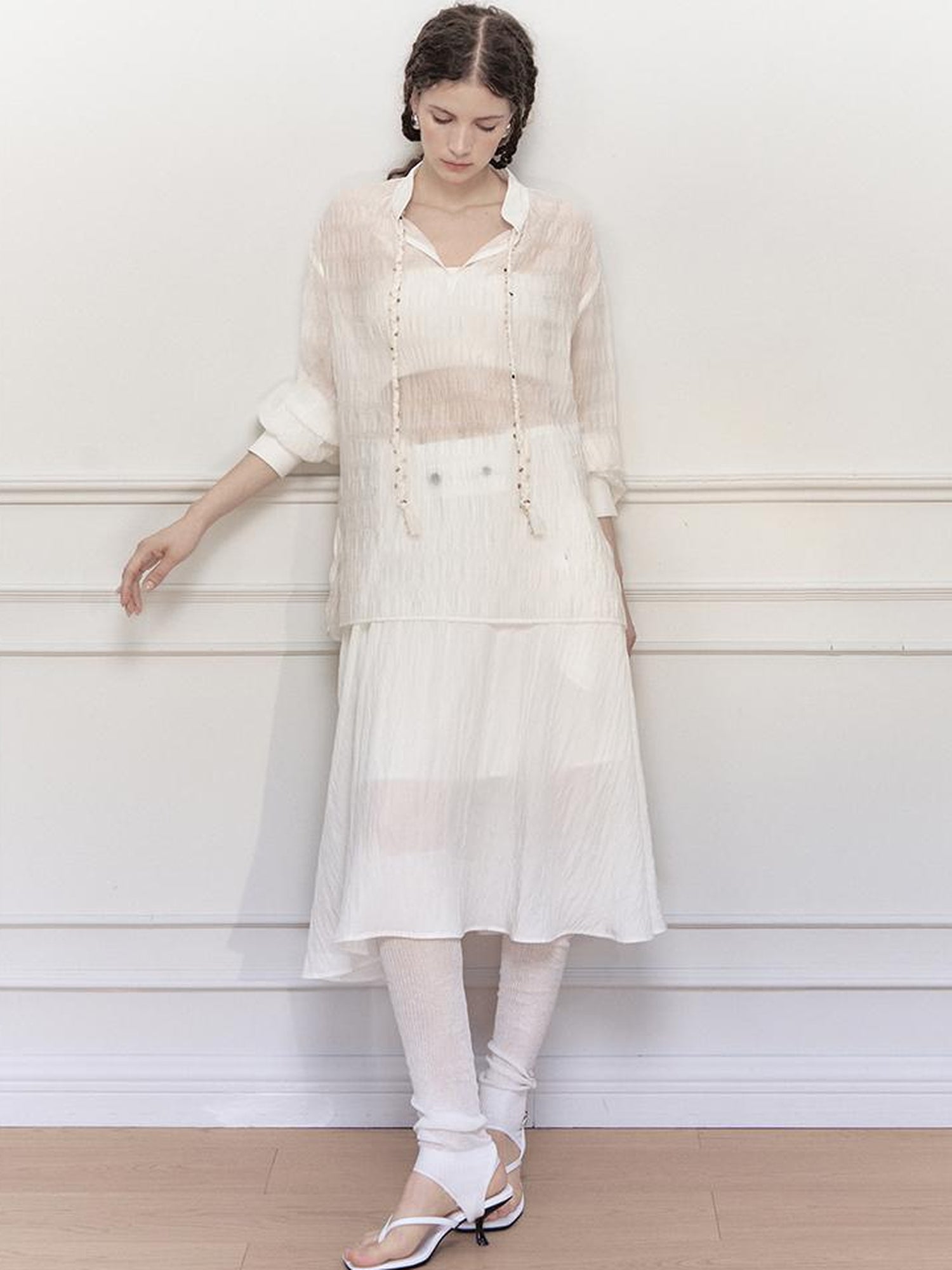 AnnoMundi Tencel Woven Trim Sheer Shirt
