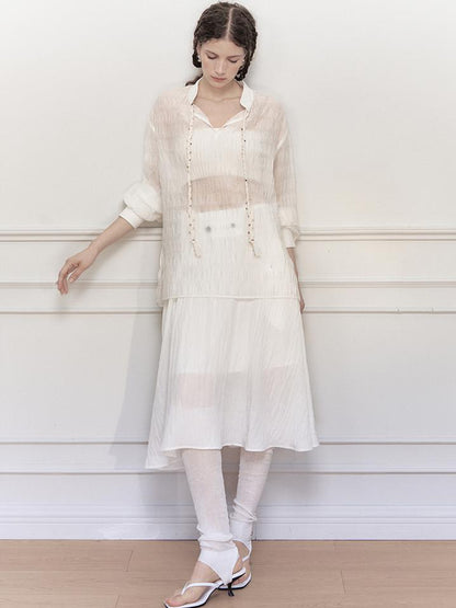 AnnoMundi Tencel Woven Trim Sheer Shirt