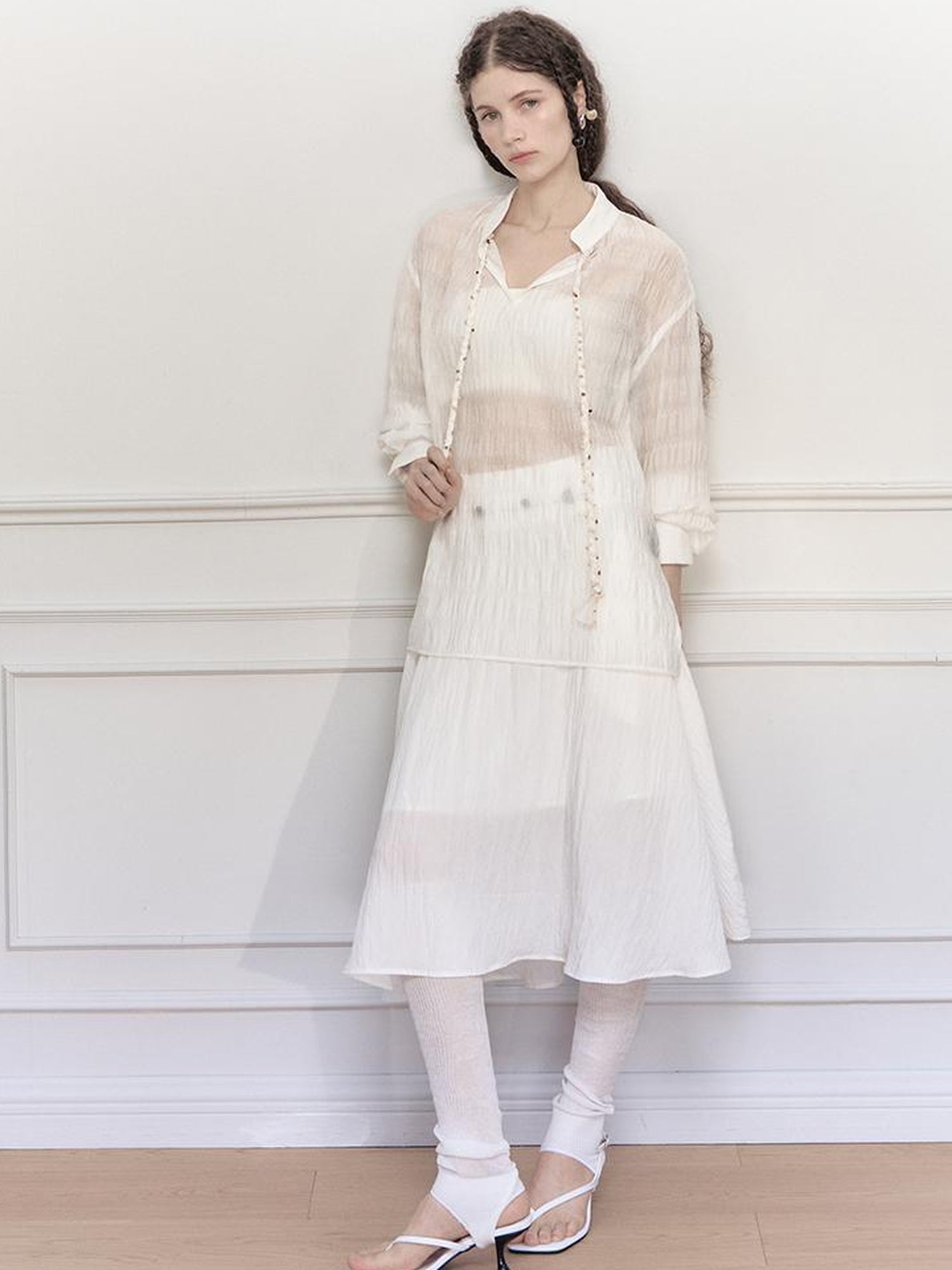 AnnoMundi Tencel Woven Trim Sheer Shirt