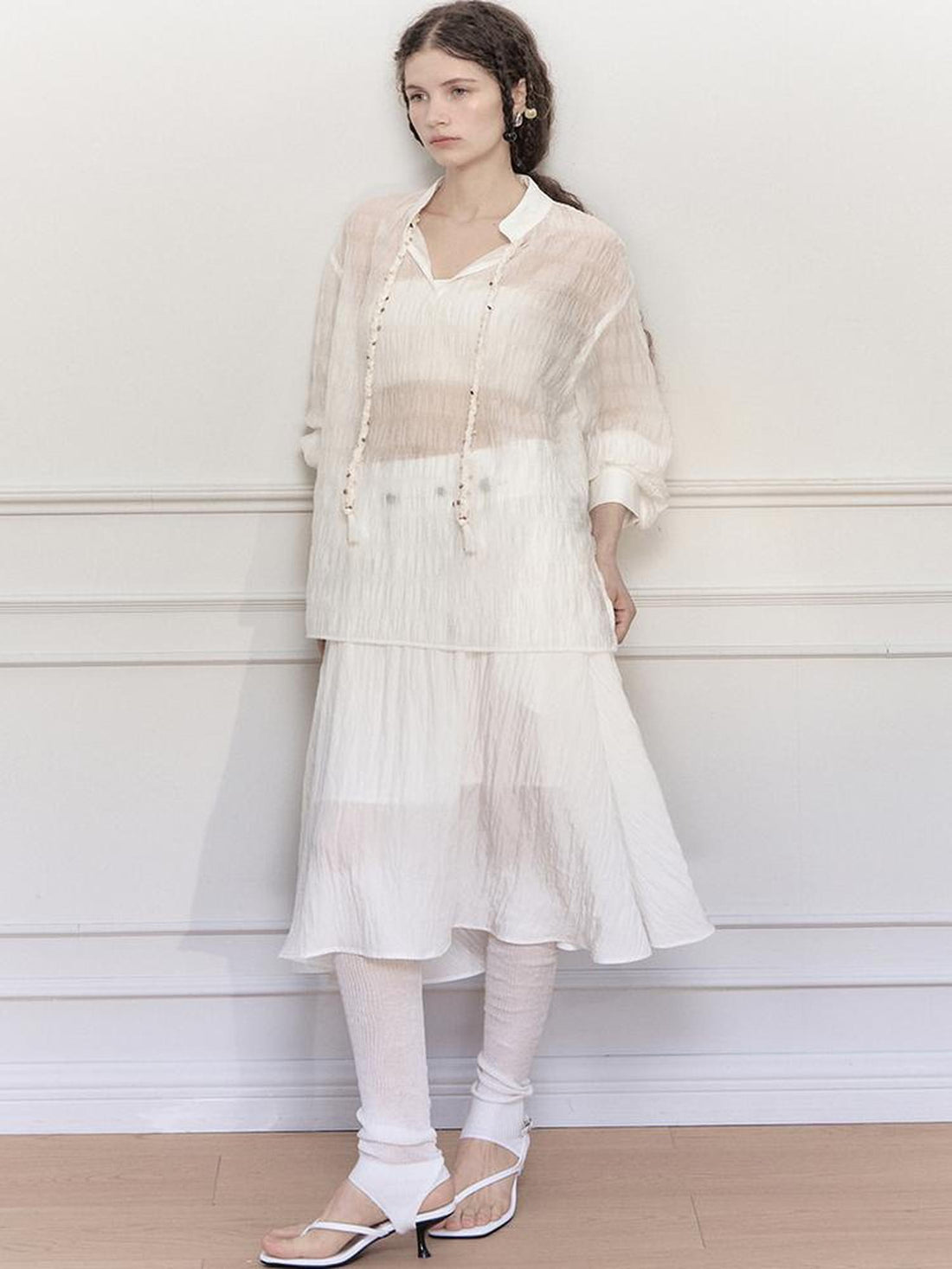 AnnoMundi Tencel Woven Trim Sheer Shirt