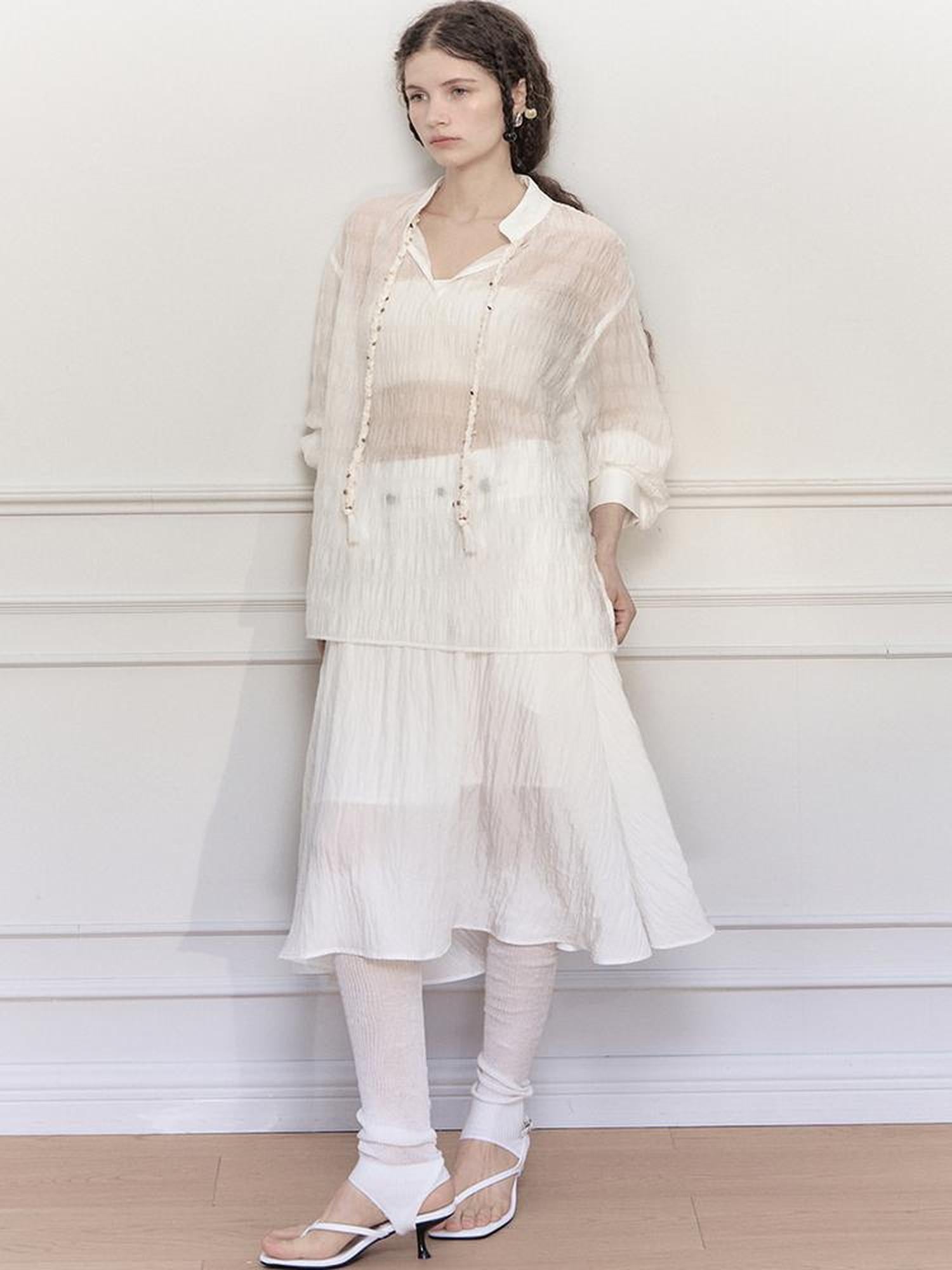 AnnoMundi Tencel Woven Trim Sheer Shirt